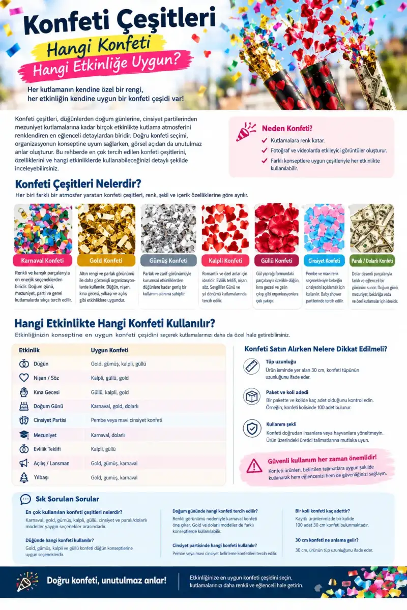 Konfeti Çeşitleri: Hangi Konfeti Hangi Etkinliğe Uygun?